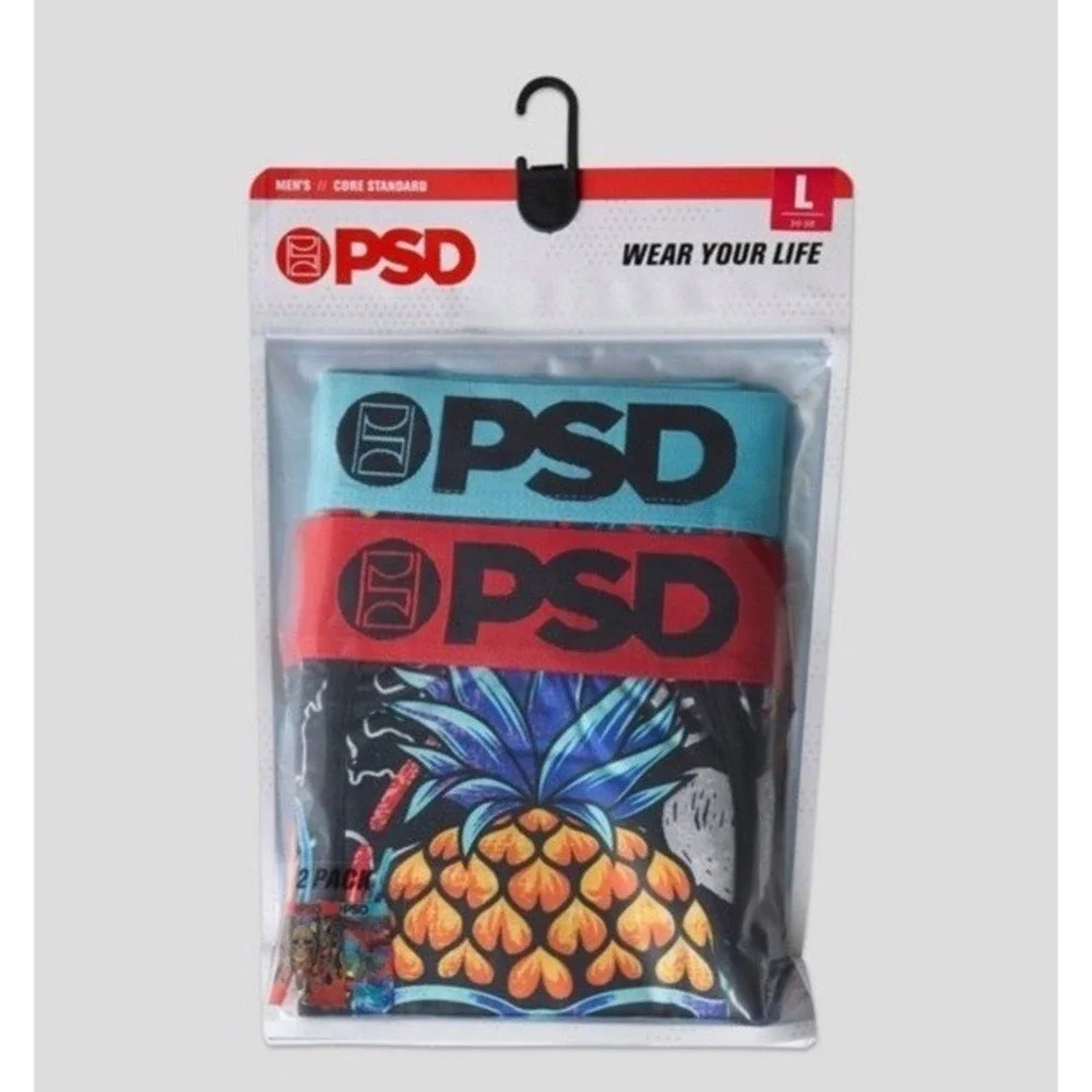 Brand New Men's PSD Tropical Pineapple Skull Print Underwear Size Large, 2 Pair